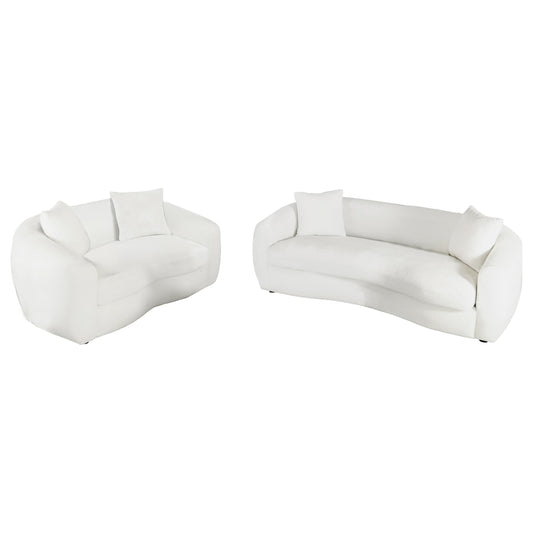Isabella 2-piece Sherpa Upholstered Sofa Set Natural