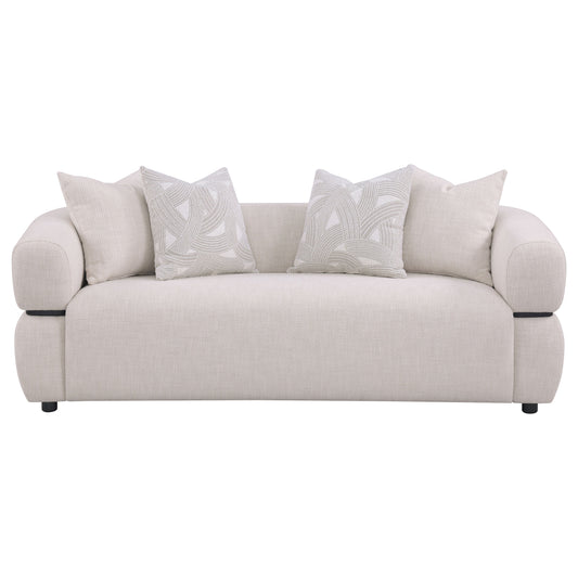 Jeanette 84-inch Fabric Upholstered Round Arm Sofa Beige