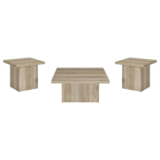 Devar 3-piece Square Coffee End Table Set Distressed Pine