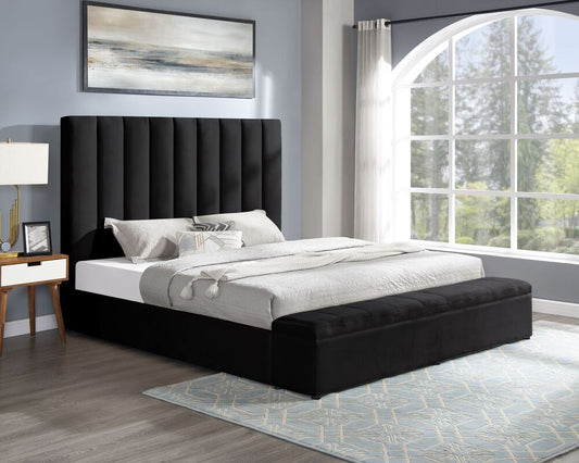 Black Upholstered Bed with Storage Queen or King Size