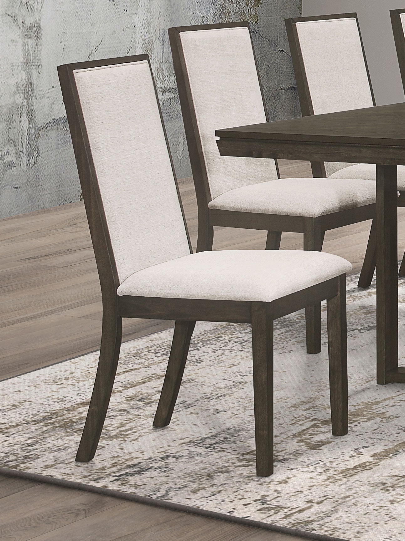 Kelly Upholstered Solid Back Dining Side Chair Beige and Dark Grey (Set of 2)