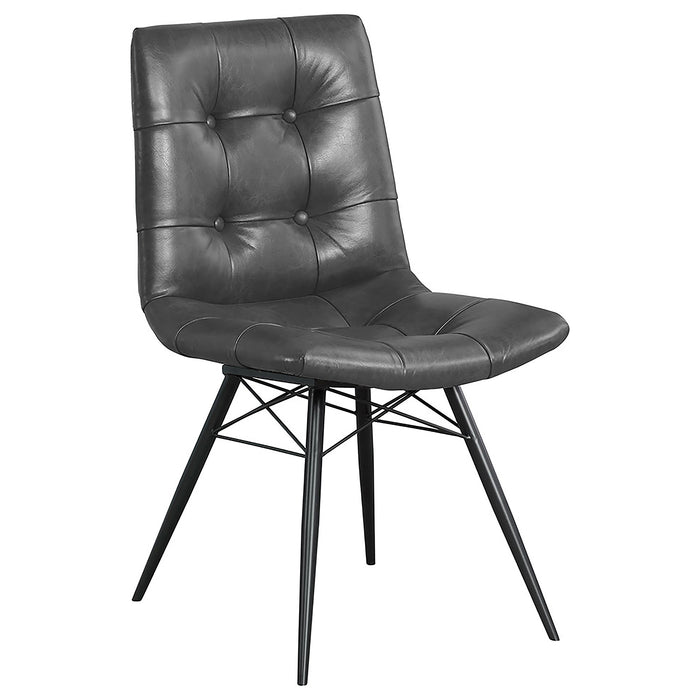 Aiken Faux Leather Upholstered Dining Side Chair Charcoal Grey (Set of 4)