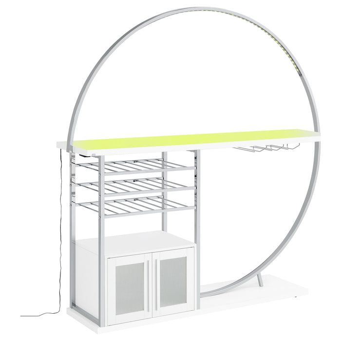 Risley 2-door Circular LED Wine Cabinet White High Gloss