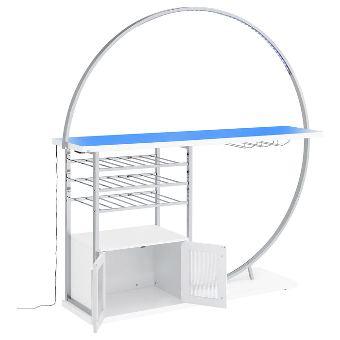 Risley 2-door Circular LED Wine Cabinet White High Gloss