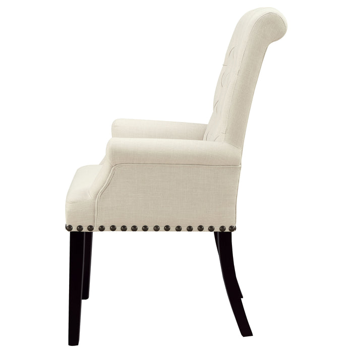 Alana Fabric Upholstered Dining Arm Chair Beige