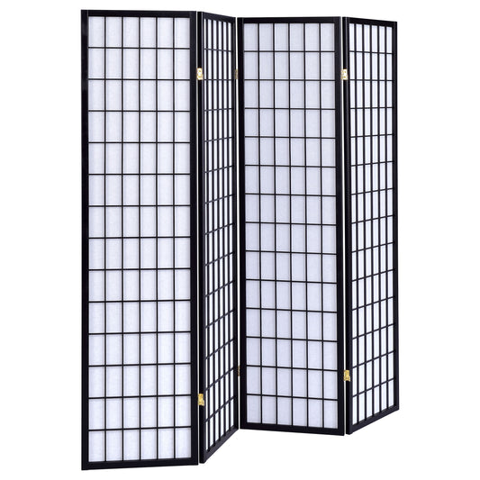 Roberto 4-Panel Room Divider Folding Shoji Screen Black