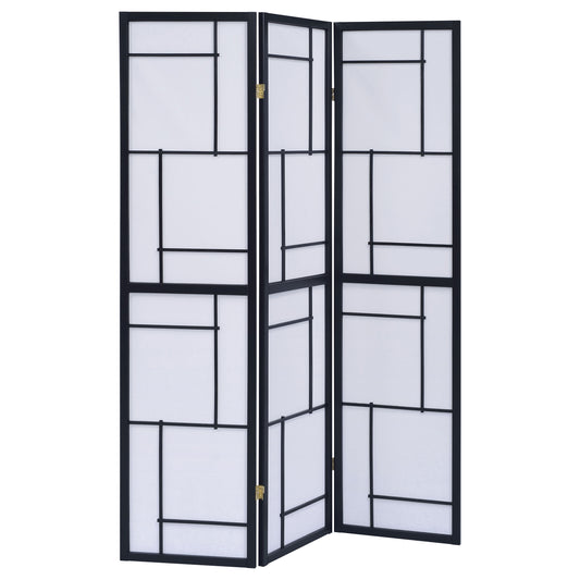 Damis 3-Panel Room Divider Folding Shoji Screen Black