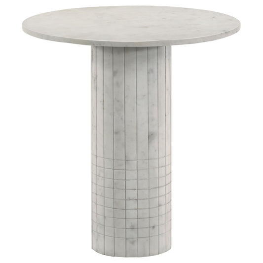 Astoria Round Genuine Marble End Table White