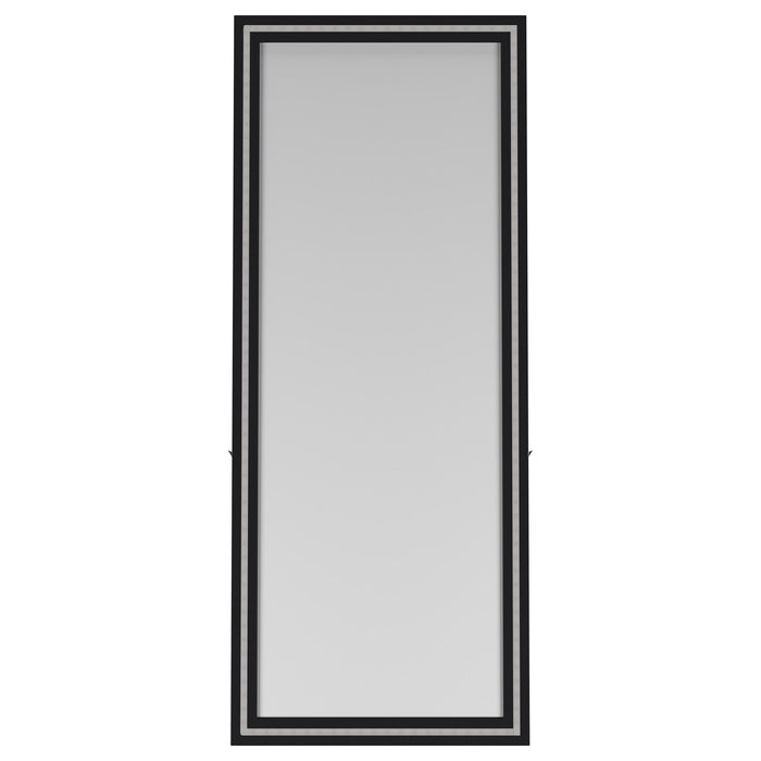 Windrose 28 x 67 Inch Tempered LED Standing Mirror Black