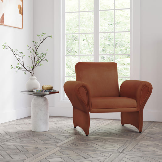 Liana Upholstered Roll Arm Accent Armchair Rust Orange
