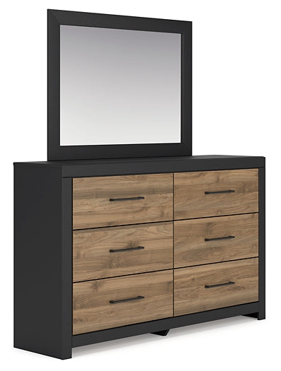 Vertani Twin Panel Bed with Mirrored Dresser