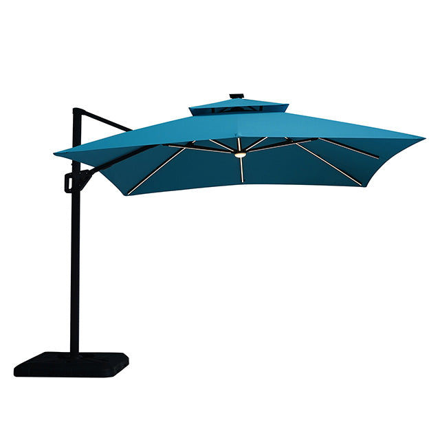 Aurora - 10 Ft Square Umbrella w/ Double Top w/ LED + 37" Large Base