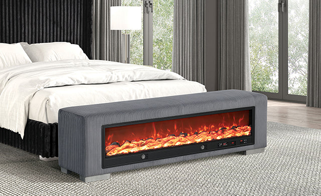 Elnath - Bench w/ Visual Wood Log Fireplace