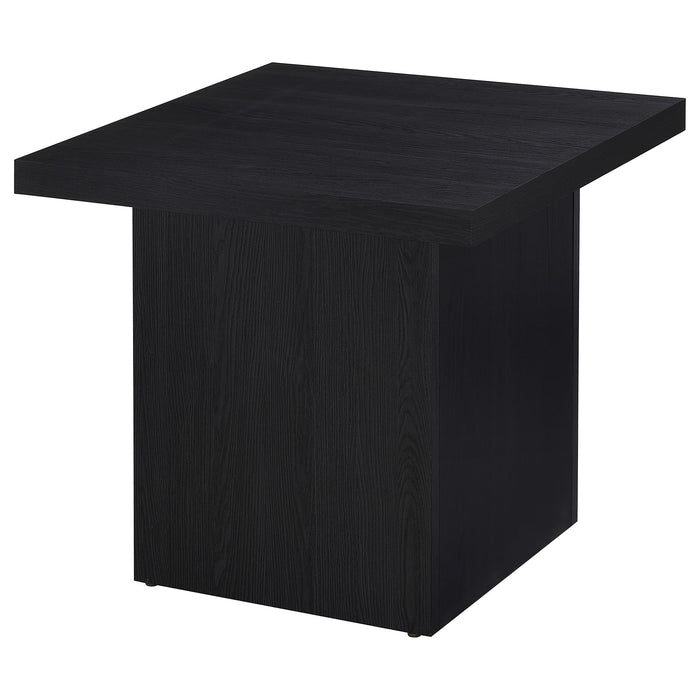 Devar Square Engineered Laminate End Side Table Black