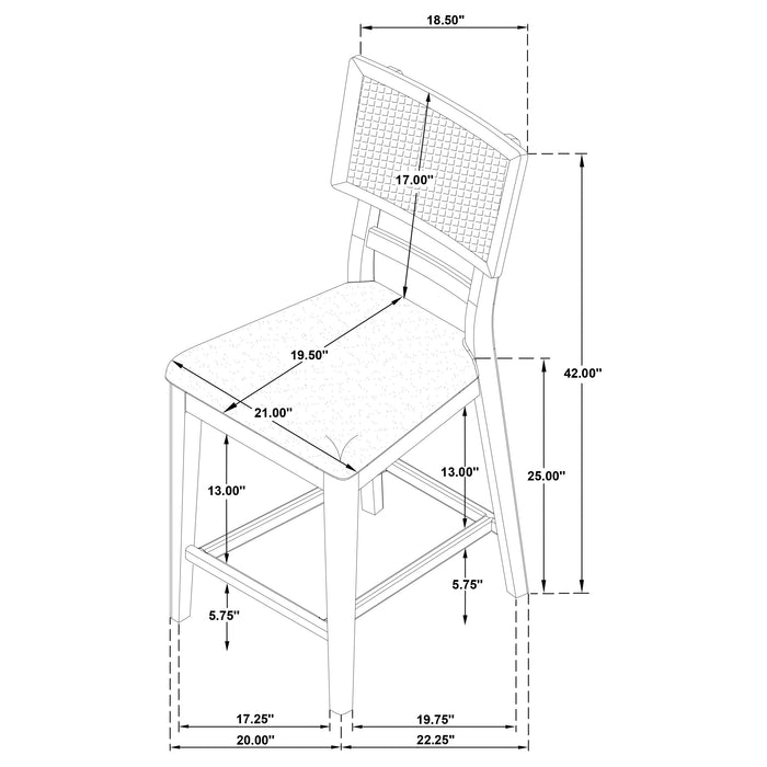 Kailani Rattan Cane Counter Side Chair Beige Oak (Set of 2)