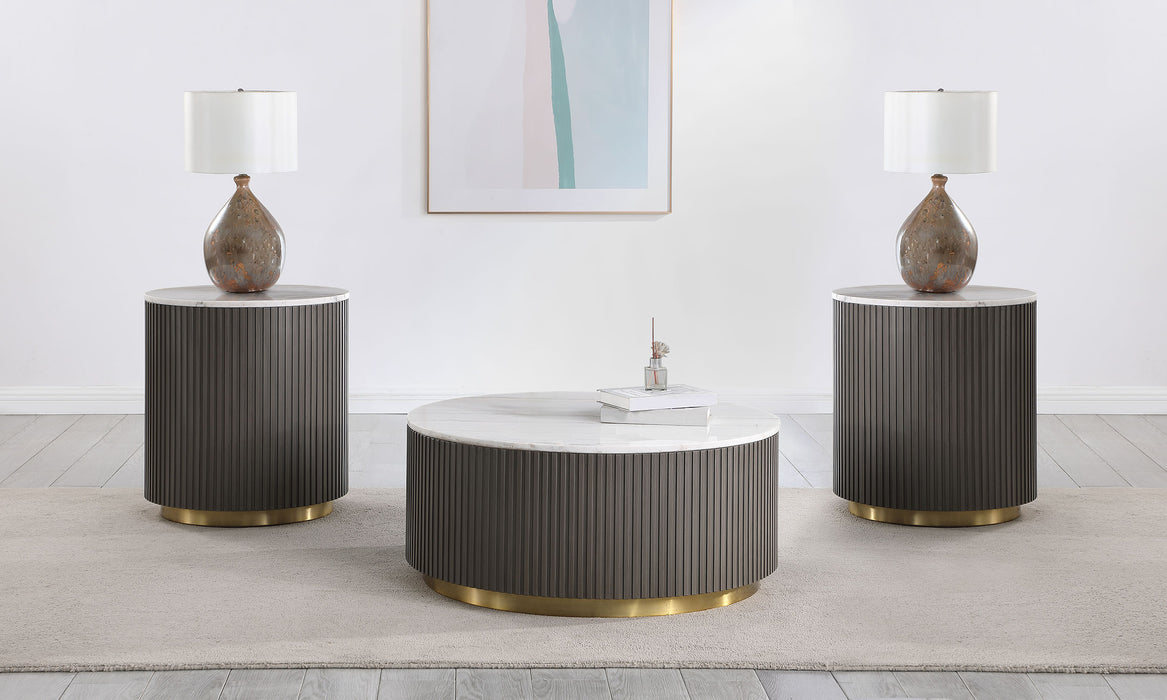 Jason 3-piece Round Marble Coffee and End Table Set White