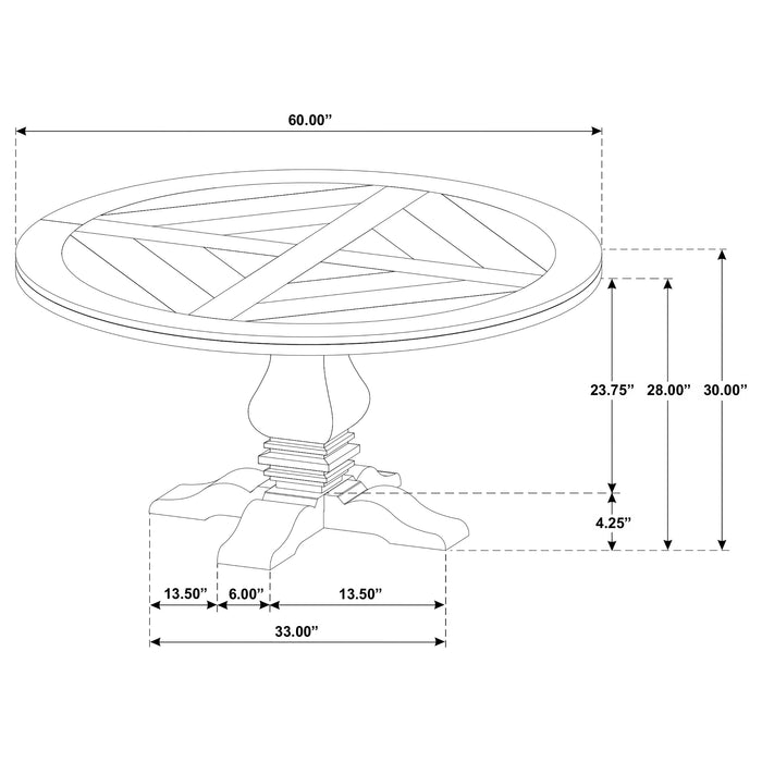 Florence Round 60-inch Wood Dining Table Rustic Honey