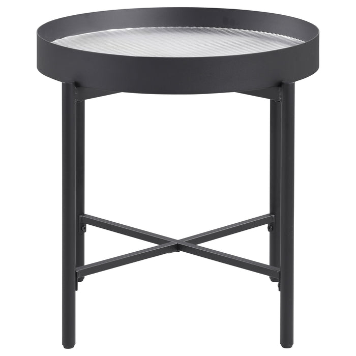 Ozella 3-piece Round Coffee and End Table Set Sandy Black