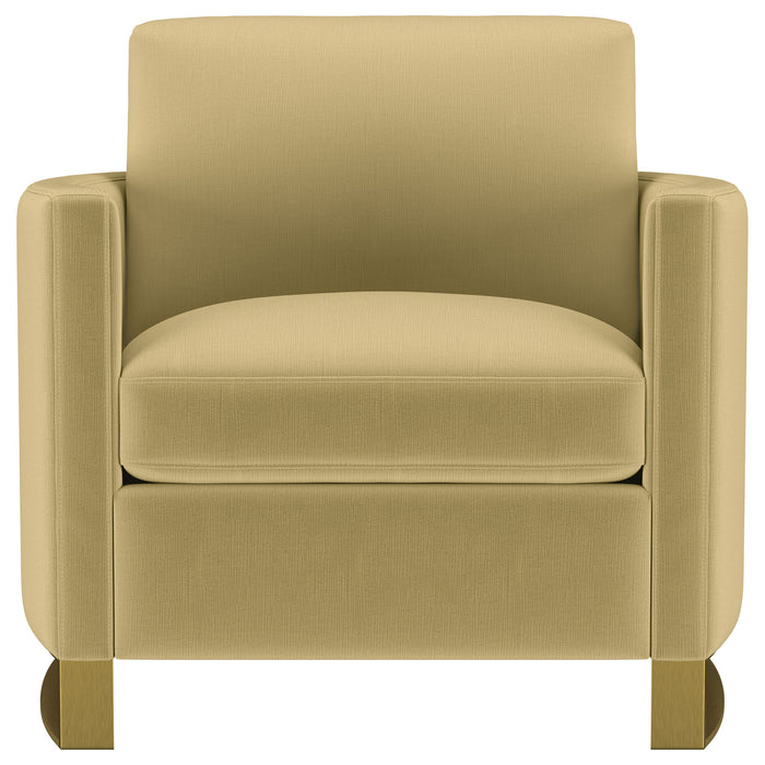 Corliss Upholstered Curved Track Arm Chair Camel