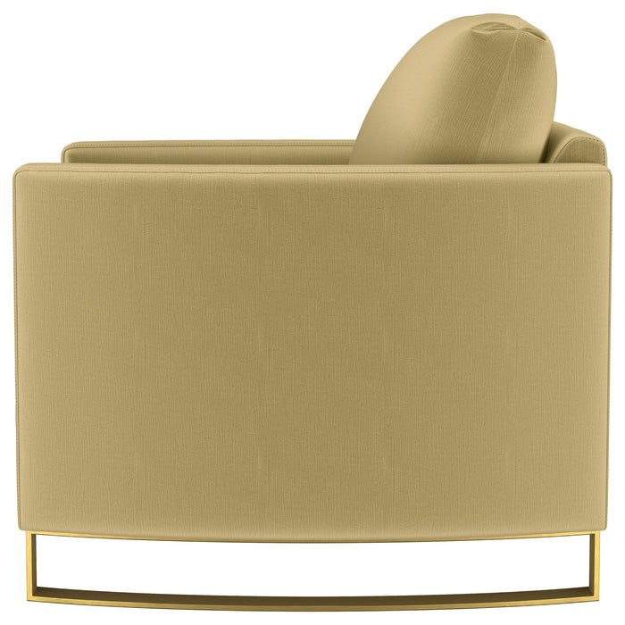 Corliss Upholstered Curved Track Arm Chair Camel