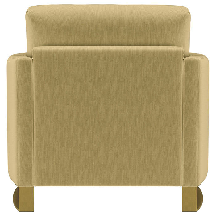 Corliss Upholstered Curved Track Arm Chair Camel