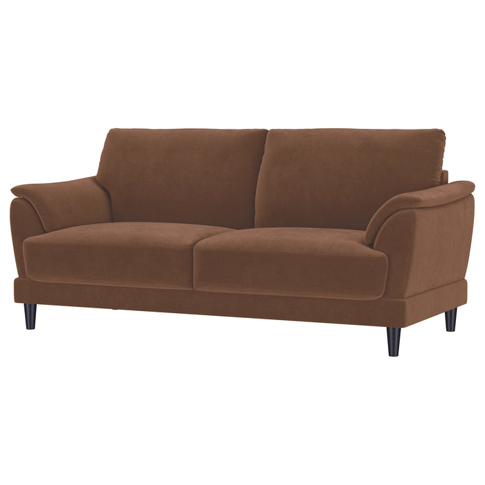 Selma Velvet Upholstered Crescent Arm Sofa Rust