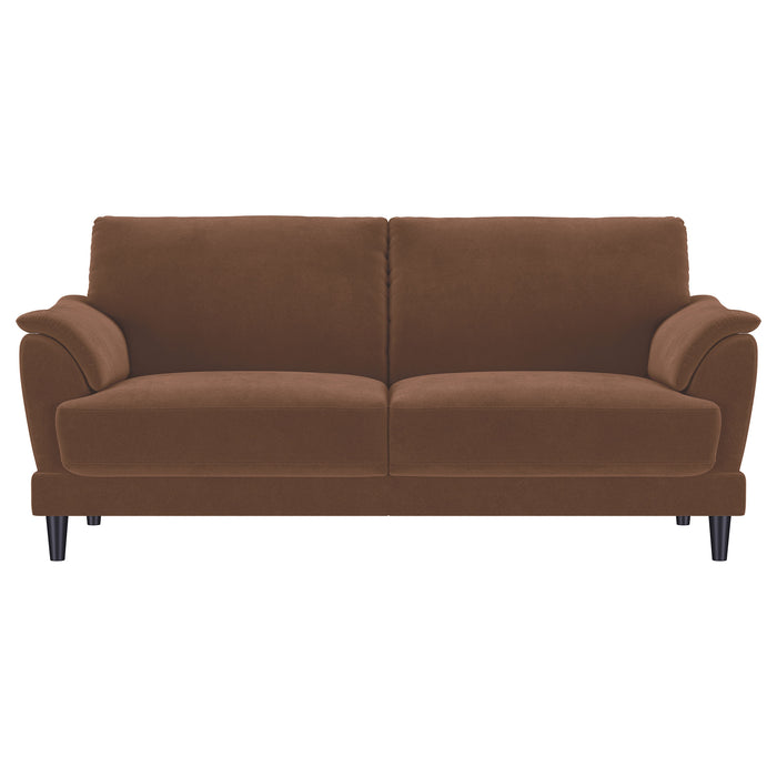 Selma 2-piece Velvet Upholstered Crescent Arm Sofa Set Rust