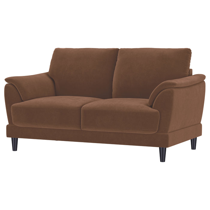Selma Velvet Upholstered Crescent Arm Loveseat Rust