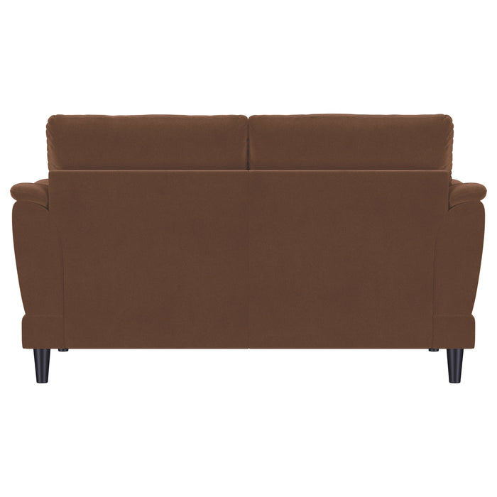 Selma Velvet Upholstered Crescent Arm Loveseat Rust