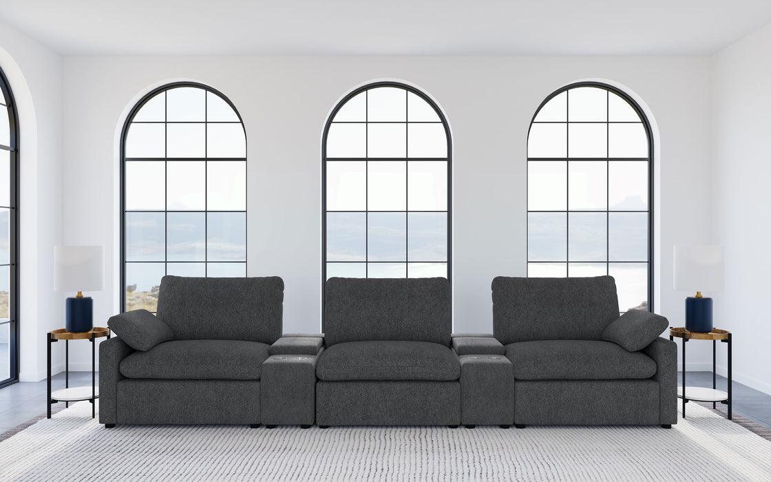 Collins 5-piece Power Reclining Home Theater Seating Dark Grey