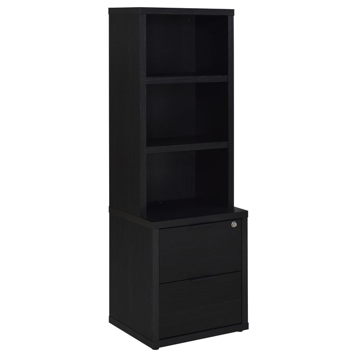 Westpark 3-shelf Bookcase USB and Lockable Drawer Black