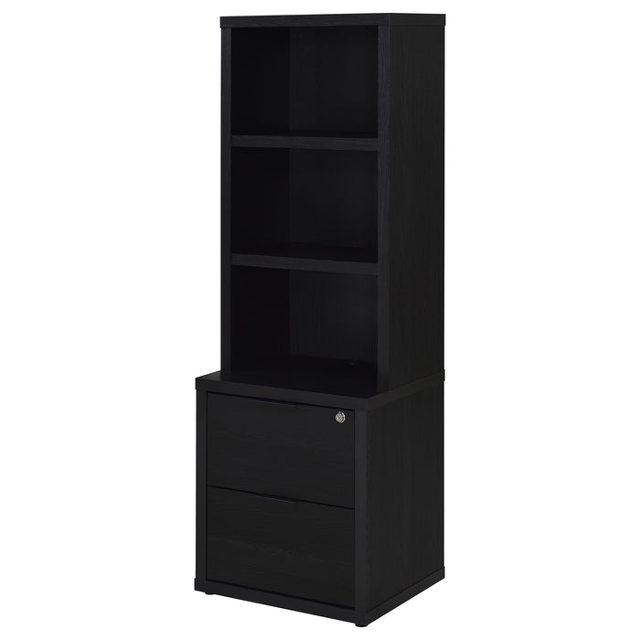 Westpark 3-shelf Bookcase USB and Lockable Drawer Black