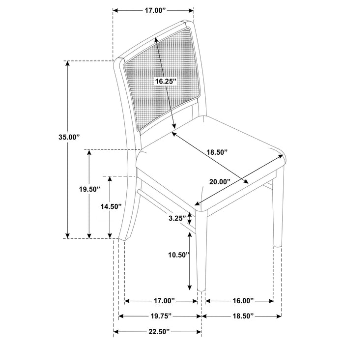 Arini Rattan Cane Dining Side Chair Black (Set of 2)