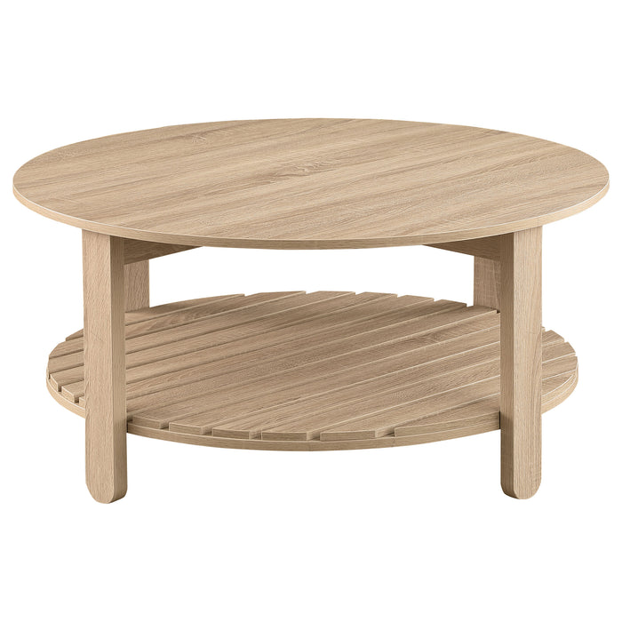 Fowler 2-piece Round Coffee and End Table Set Natural