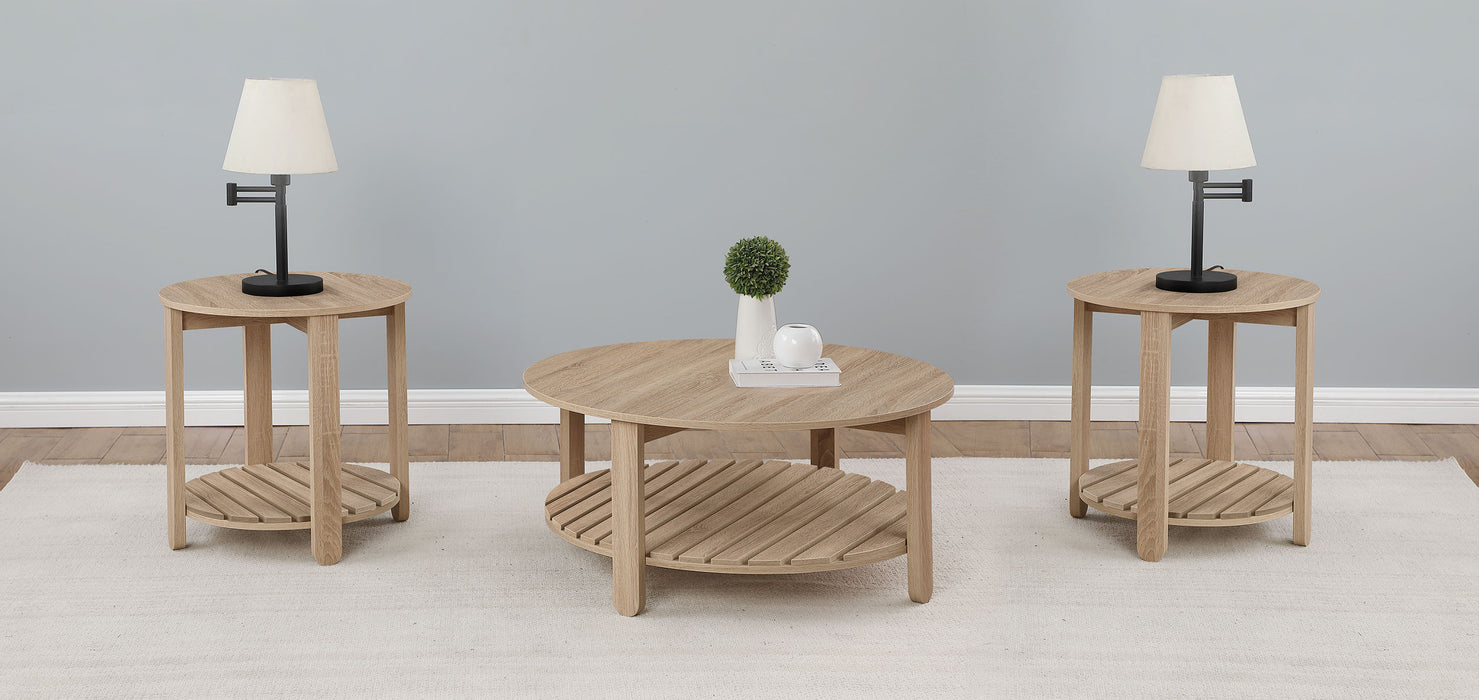 Fowler 3-piece Round Coffee and End Table Set Natural
