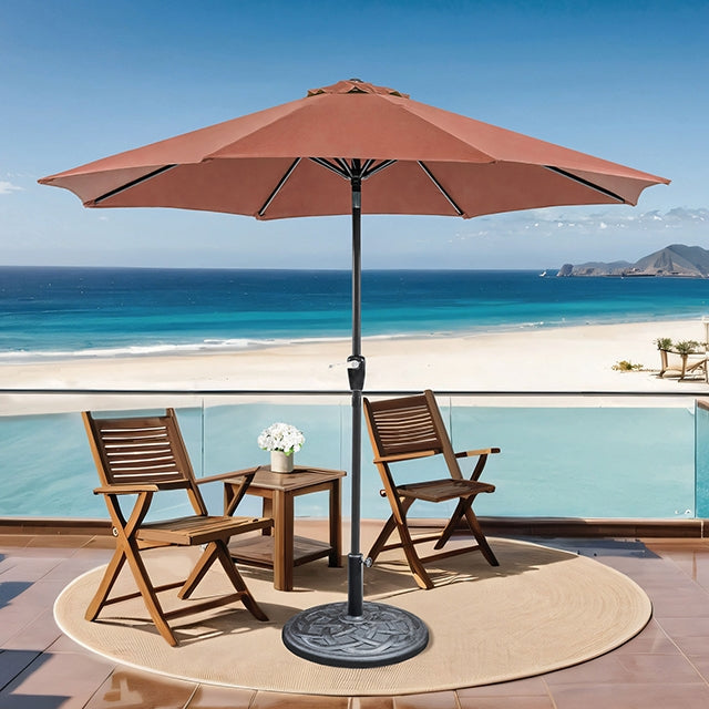 Soli - 9' Outdoor Umbrella w/ Auto Tilt + 21" Round Base