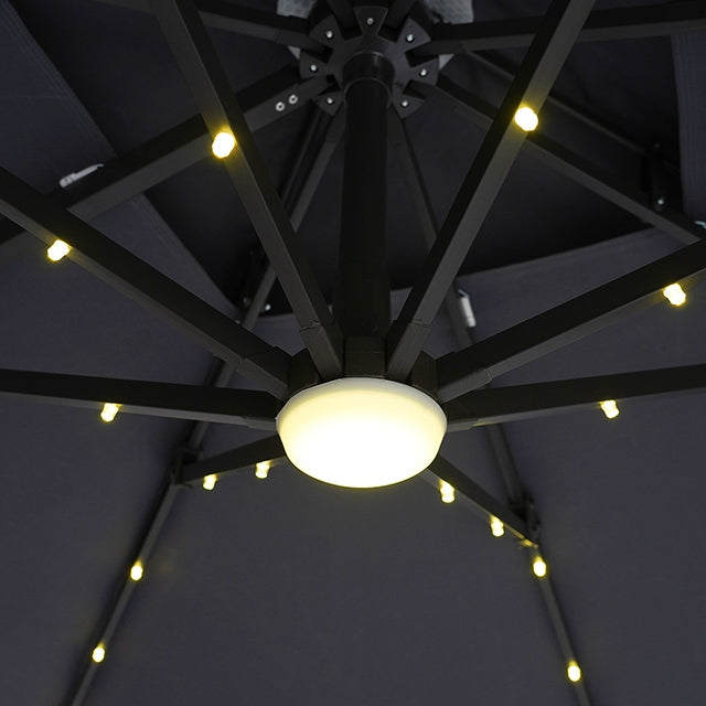 Xico - 8 Ft Square Umbrella w/ Double Top w/ LED Light + 37" Large Base