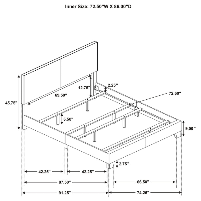 Dorian Fabric Upholstered California King Panel Bed Taupe