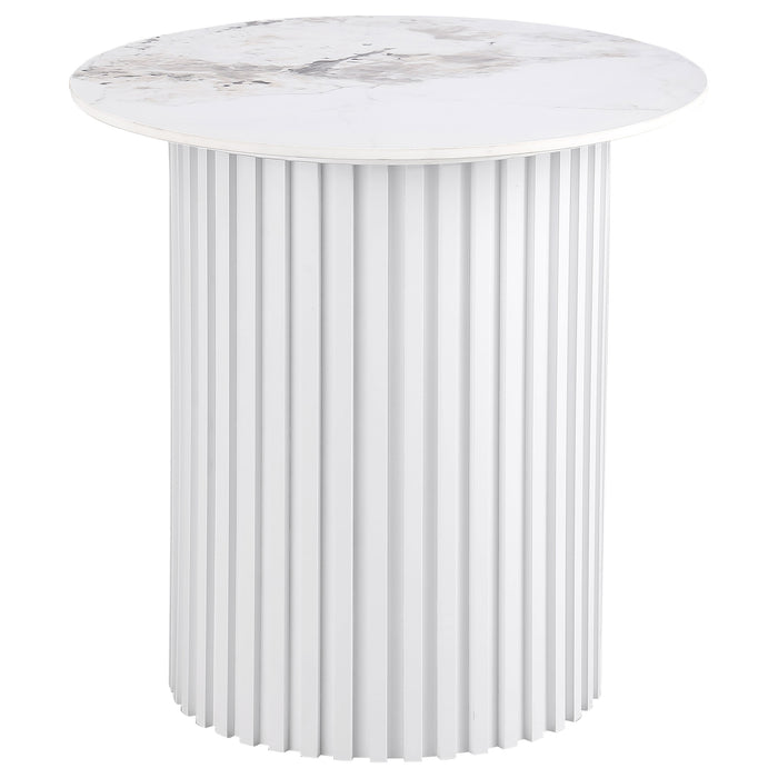 Rowena 3-piece Coffee and End Table Set White Faux Marble