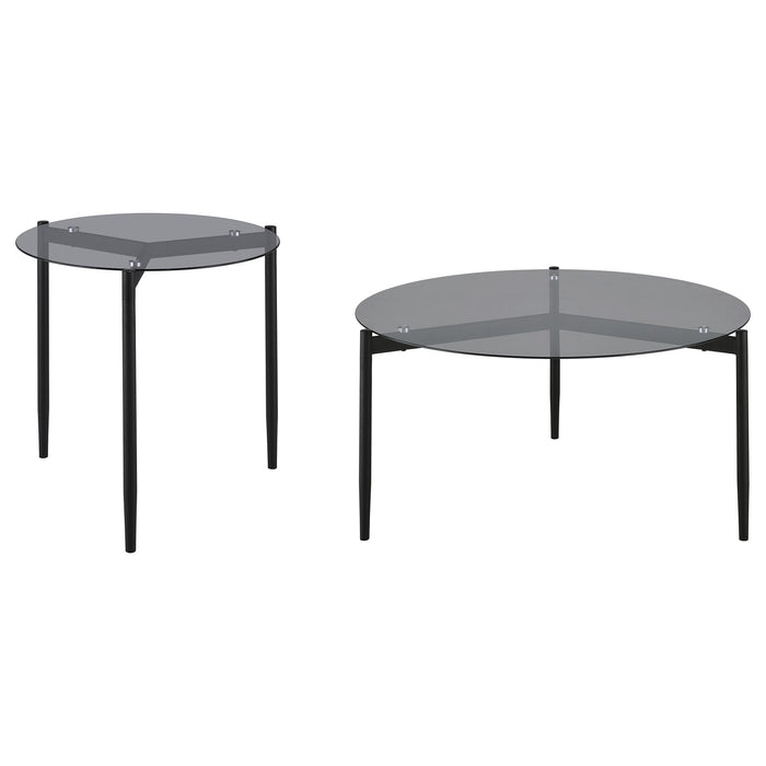 Rosalie 2-piece Round Coffee and End Table Set Grey