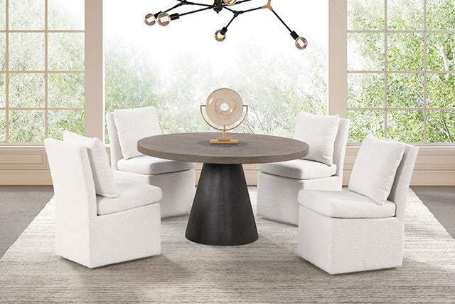 Broager - 5 Pc Dining Table Set (White Caster Chairs)