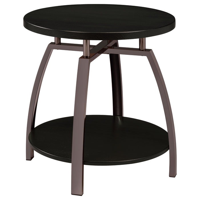 Dacre 2-piece Round Coffee and End Table Set Dark Charcoal