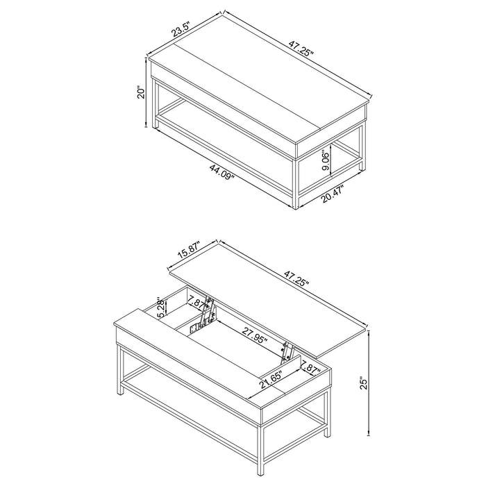 Byers 2-piece Lift Top Coffee and End Table Set Brown Oak