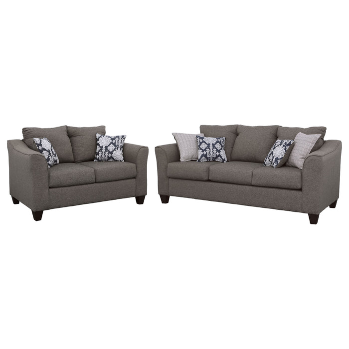 Salizar 2-piece Upholstered Flared Arm Sofa Set Grey