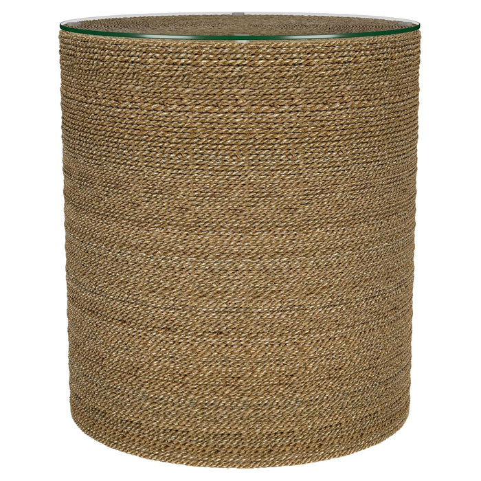 Halden Round Woven Seagrass Accent Side Table Light Brown