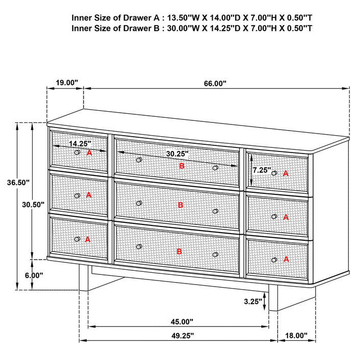 Kailani 4-piece Eastern King Bedroom Set Beige Oak