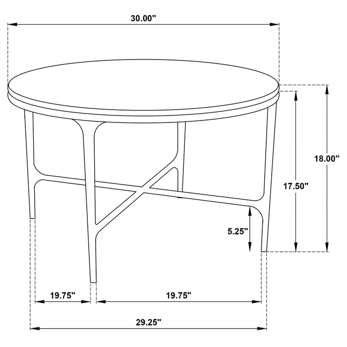 Hermas Round Genuine Marble Top Metal Coffee Table White