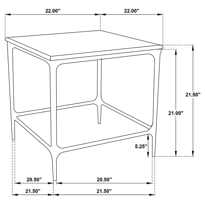 Ebby Square Genuine Marble Top Metal End Table White