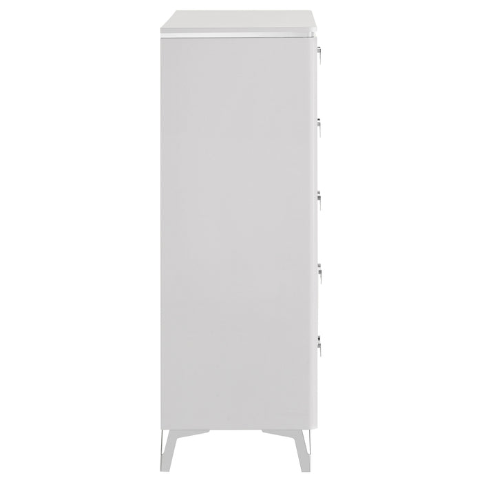 Cassia 5-drawer Bedroom Chest of Drawers White High Gloss