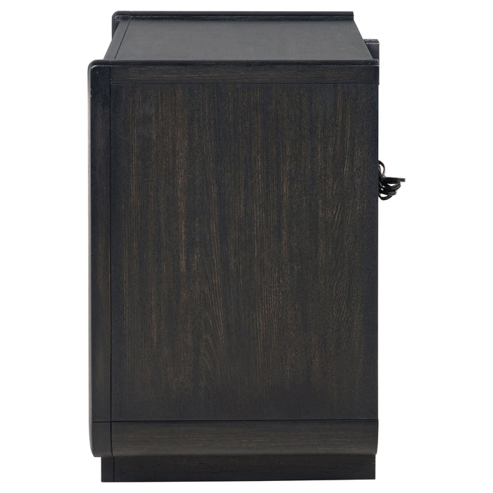 Leandro 2-drawer LED Nightstand with USB Burnished Black